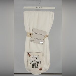 NWT Rae Dunn White Plush 50x60 Patch Throw/Blanket LOVE GROWS HERE Butterflies